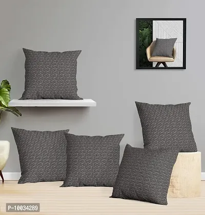 Oasis Home Collection Cotton Printed Cushion Cover (40X40 cm) - Pack of 5 (Black)