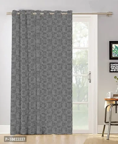 Oasis Home Cotton Printed 7 Ft Eyelet Door Curtain - Print Black Diamond (Pack of 1)