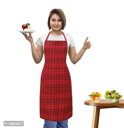 Oasis 100% Cotton Woven Checkerd Kitchen Aprons(Pack of 1)(Size:80*65 CM)-thumb0