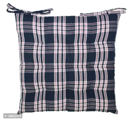 Oasis Home Collection Cotton YD Chair Cushion - K Blue Check-thumb0