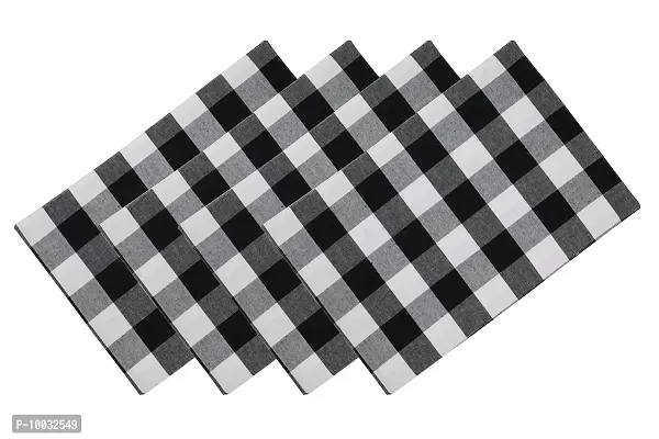 Oasis Home Collection Cotton Fused Mat - Black Check - 4 Pcs Pack