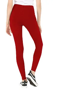Oasis Home Collection Ultra Soft Stretchable Solid Color Cotton Ankle Fit Leggings Red-thumb1