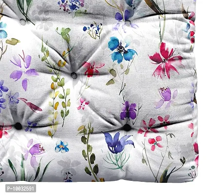 Oasis Home Collection Cotton Shell with Natural Cotton Printed Floor Cushion - (Multi Flower , 40 X 40 cm)-thumb2