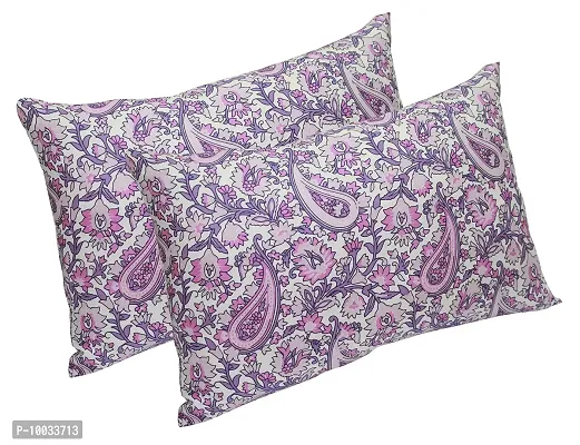 Oasis Home Collection 100 % Cotton Elegant Printed Bed Pillows Filled Polyester- Lavender Print Paisley - Pack of 2