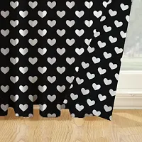 Oasis Home Collection 100% Cotton Printed Window 5 Feet Eyelet Curtain - Black Heart (Pack of 1)-thumb1