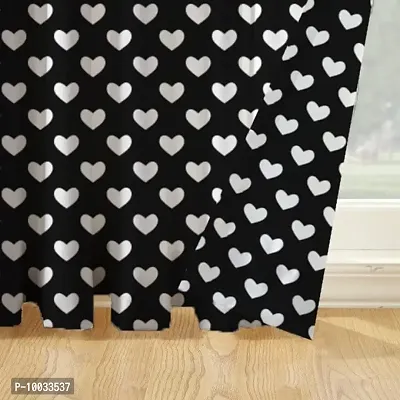 Oasis Home Collection 100% Cotton Printed Window 5 Feet Eyelet Curtain - Black Heart (Pack of 1)-thumb2