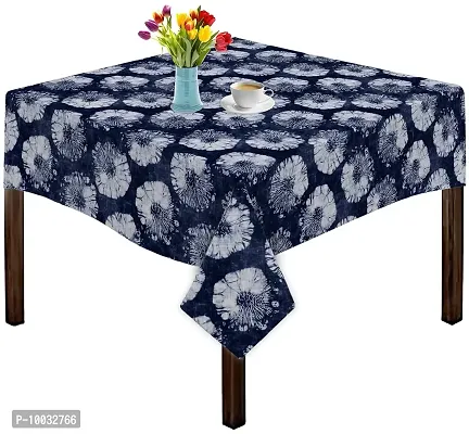 Oasis Home Collection Cotton Printed Table Cloth - Blue Print - 2 Seater ( Pack of 1)