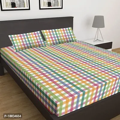 Oasis Home Collection Cotton Woven/ Yarn Dyed Checkered Bed Sheet with Pillow Cover -Multi Color