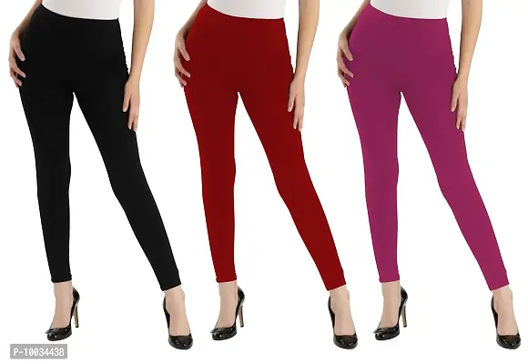 Oasis Home Collection Ultra Soft Stretchable Solid Color Cotton Ankle Fit Leggings-thumb0