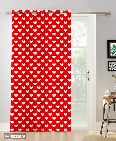 Oasis Home Collection 100% Cotton Printed Window 5 Feet Eyelet Curtain - Red Heart (Pack of 1)