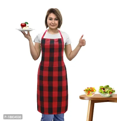 Oasis 100% Cotton Woven Checkerd Kitchen Aprons(Pack of 1)(Size:80*65 CM)-thumb0