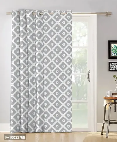 Oasis Home Collection Cotton Printed Window Eyelet Curtain (Grey Ikat, 5 Feet)