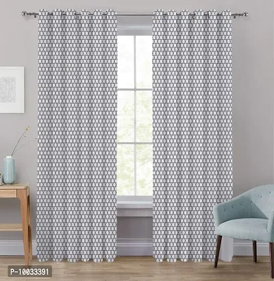 Oasis Home Cotton Printed 7 Ft Eyelet Door Curtain - Grey Oval (Pack of 1), Grommets