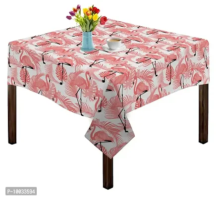 Oasis Home Collection Cotton Print Table Cloth - Flamingo - 2 Seater ( Pack of 1)(Square, Pink)-thumb0