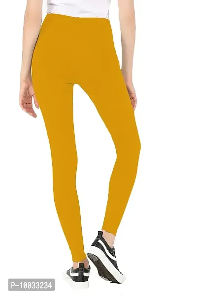 Oasis Home Collection Ultra Soft Stretchable Solid Color Cotton Ankle Fit Leggings Yellow-thumb2