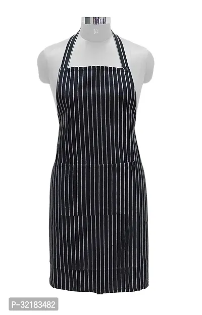 Cotton YD Free Size Apron with Big Center Pocket - Z Black Stripe Size Free Size-thumb0