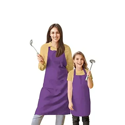 Oasis Home Collection Cotton Parent and Kids Apron Combo set (1- Apron for parent, 1 for Kid ) - Pack of 2 (R.Lilac)