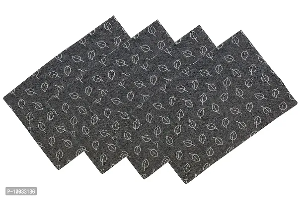 Oasis Home Collection Cotton Fused Mat - Black Jacquard - 4 Pcs Pack