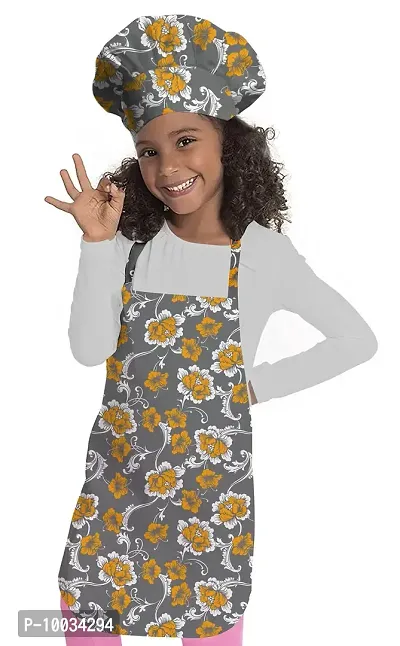 Oasis Home Collection Cotton Printed Pack of 1 Unisex Kids Apron & Chef Cap - Apron 1 + Chef Cap 1-thumb0