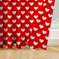 Oasis Home Collection 100% Cotton Printed Window 5 Feet Eyelet Curtain - Red Heart (Pack of 1)-thumb1