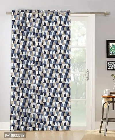 Oasis Home Collection 100% Cotton Printed Window 5 Feet Eyelet Curtain - Multi Triangle (Pack of 1)