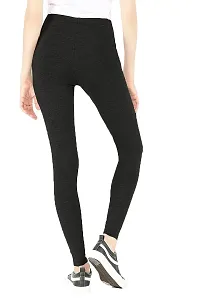 Oasis Home Collection Ultra Soft Stretchable Solid Color Cotton Ankle Fit Leggings (S, Black)-thumb1