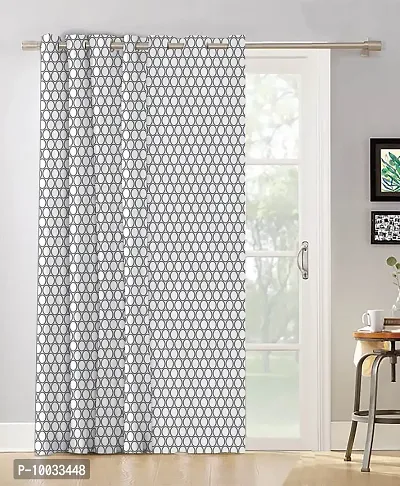 Oasis Home Cotton Printed 9 Ft Eyelet Door Curtain - Grey Oval (Pack of 1)