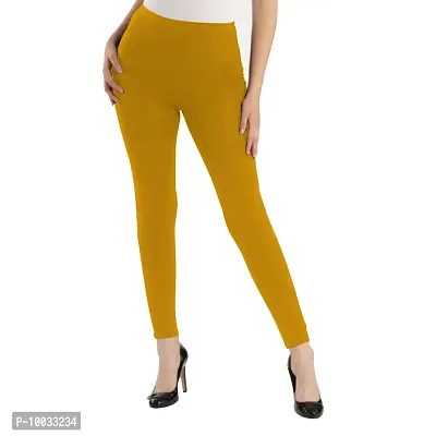 Oasis Home Collection Ultra Soft Stretchable Solid Color Cotton Ankle Fit Leggings Yellow-thumb0