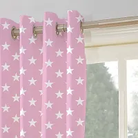 Oasis Home Collection Cotton Printed 7 Ft Eyelet Door Curtain with Tie Back - Small Pink Star (Pack of 1), Grommets-thumb2