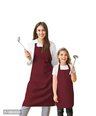 Oasis Home Collection Cotton Parent and Kids Apron Combo set (1- Apron for parent, 1 for Kid ) - Pack of 2 (Purple)-thumb0