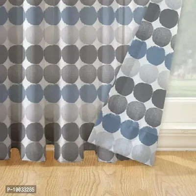 Oasis Home Cotton Printed 7 Ft Eyelet Door Curtain - Grey Coin (Pack of 1)-thumb3