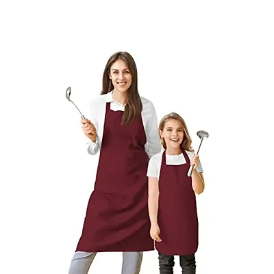 Oasis Home Collection Cotton Parent and Kids Apron Combo set (1- Apron for parent, 1 for Kid ) - Pack of 2 (Purple)