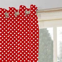 Oasis Home Collection 100% Cotton Printed Window 5 Feet Eyelet Curtain - Red Polka (Pack of 1)-thumb2