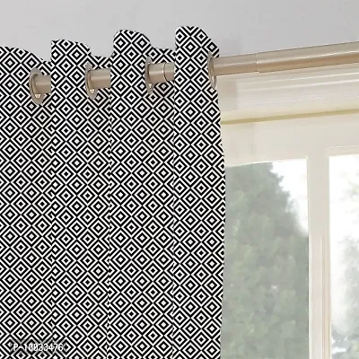 Oasis Home Cotton Printed 9 Ft Eyelet Door Curtain - Print Black Diamond (Pack of 1)-thumb2