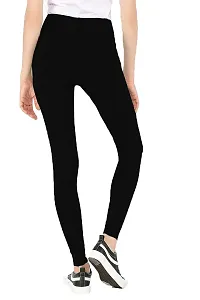 Oasis Home Collection Ultra Soft Stretchable Solid Color Cotton Ankle Fit Leggings Black-thumb1