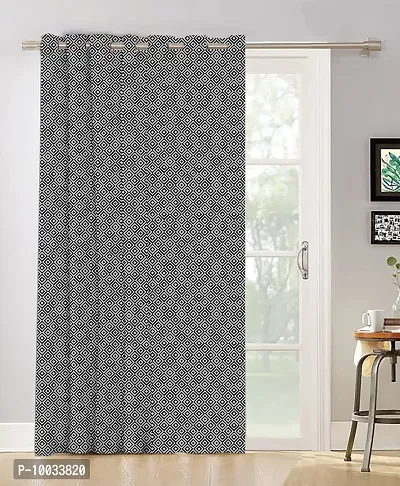 Oasis Home Collection 100% Cotton Printed Window 5 Feet Eyelet Curtain - Print Black Diamond (Pack of 1)