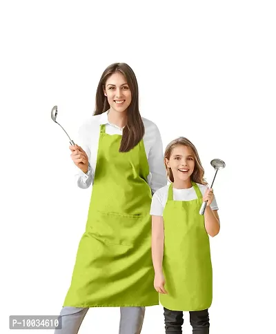 Oasis Home Collection Cotton Parent and Kids Apron Combo set (1- Apron for parent, 1 for Kid ) - Pack of 2 (Light Green)-thumb0