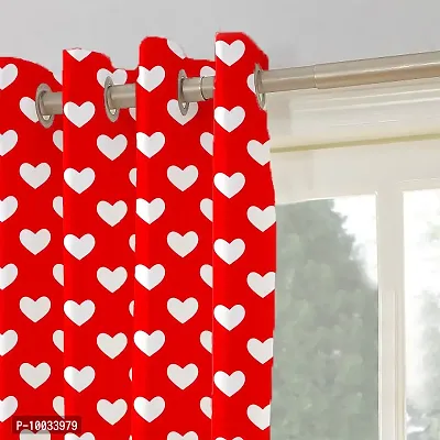 Oasis Home Collection 100% Cotton Printed Window 5 Feet Eyelet Curtain - Red Heart (Pack of 1)-thumb3