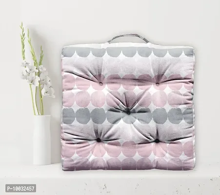 Oasis Home Collection Cotton Shell with Cotton Filled Printed Chair Cushion (Pink Coin , 40 X 40 cm)