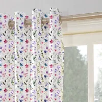 Oasis Home Collection Cotton Floral Grommet Door Curtains With Tie Back, 4.5 X 9 Feet, Multicolour, Pack of 1, Grommets-thumb1