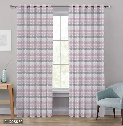 Oasis Home Cotton Printed 7 Ft Eyelet Door Curtain - Pink Coin (Pack of 1), Grommets