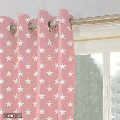 Oasis Home Collection Cotton Printed Window Eyelet Curtain (Pink Small Star, 4.5 X 5 ft)-thumb3