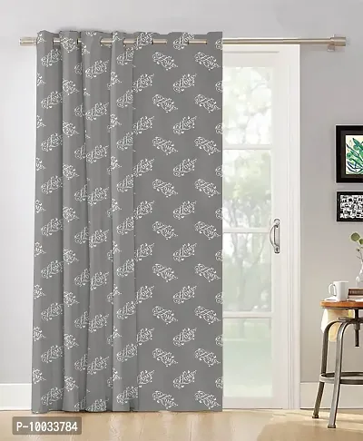 Oasis Home Collection 100% Cotton Grey Color Printed Window 5 Feet Eyelet Curtain - Home (Pack of 1)