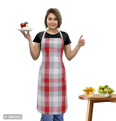 Oasis Home Collection Cotton YD Checkered Free Size Apron with Big Center Pocket - T Rose