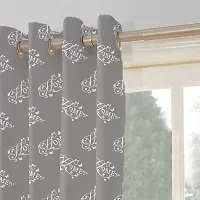 Oasis Home Collection 100% Cotton Grey Color Printed Window 5 Feet Eyelet Curtain - Home (Pack of 1)-thumb2