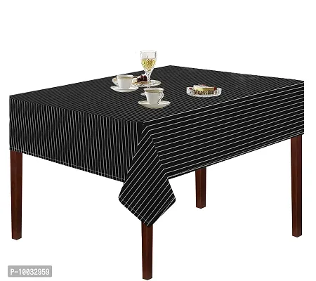 Oasis Home Collecton Cotton Print Table Cloth - Black Stripe - 8 Seater