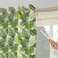 Oasis Home Collection Cotton Printed 7 Ft Eyelet Door Curtain - K Green Leaf, Grommets-thumb1