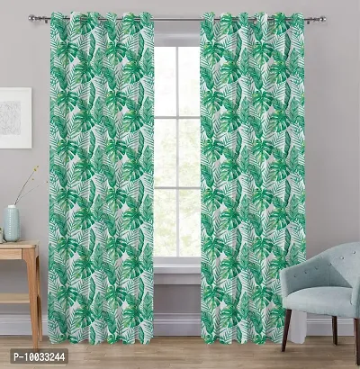 Oasis Home Collection Cotton Leaf Printed Eyelet Door Curtain with Tie Back (4.5 X 7 ft)