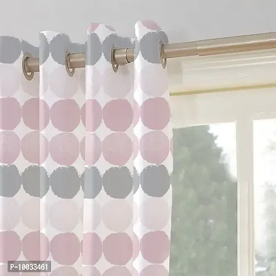 Oasis Home Cotton Printed 9 Ft Eyelet Door Curtain - Pink Coin (Pack of 1)-thumb3