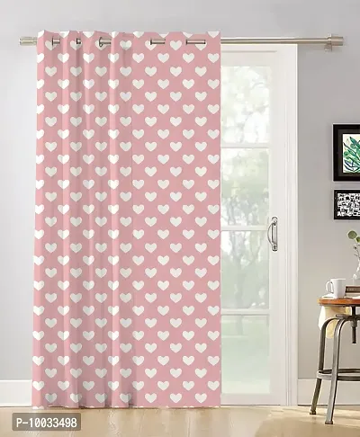 Oasis Home Collection 100% Cotton Printed Window 5 Feet Eyelet Curtain - Pink Heart (Pack of 1)-thumb0